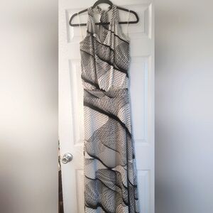 Elegant Black and White Halter Dress